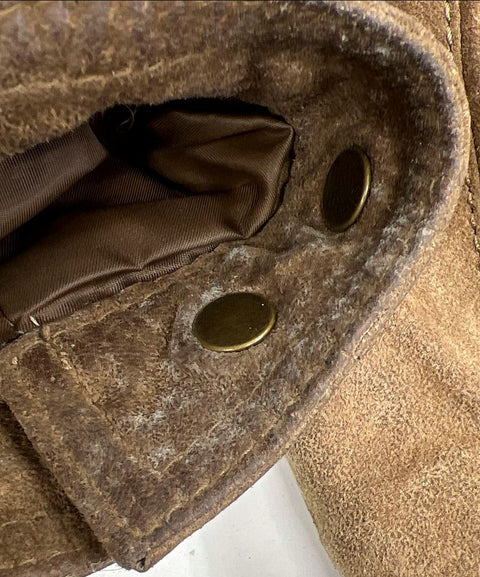Roundtree & Yorke Brown Suede Leather Field Moto Jacket Men's Size L