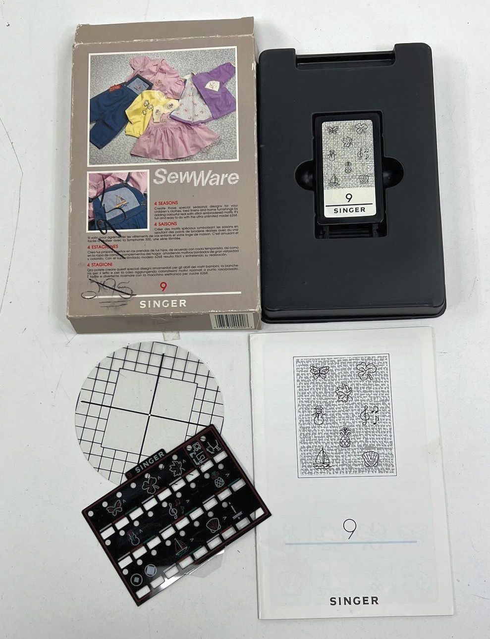 Vintage Singer SewWare Lot 2 Cartridges No 7 & 9 Script Alphabet 4 Seasons