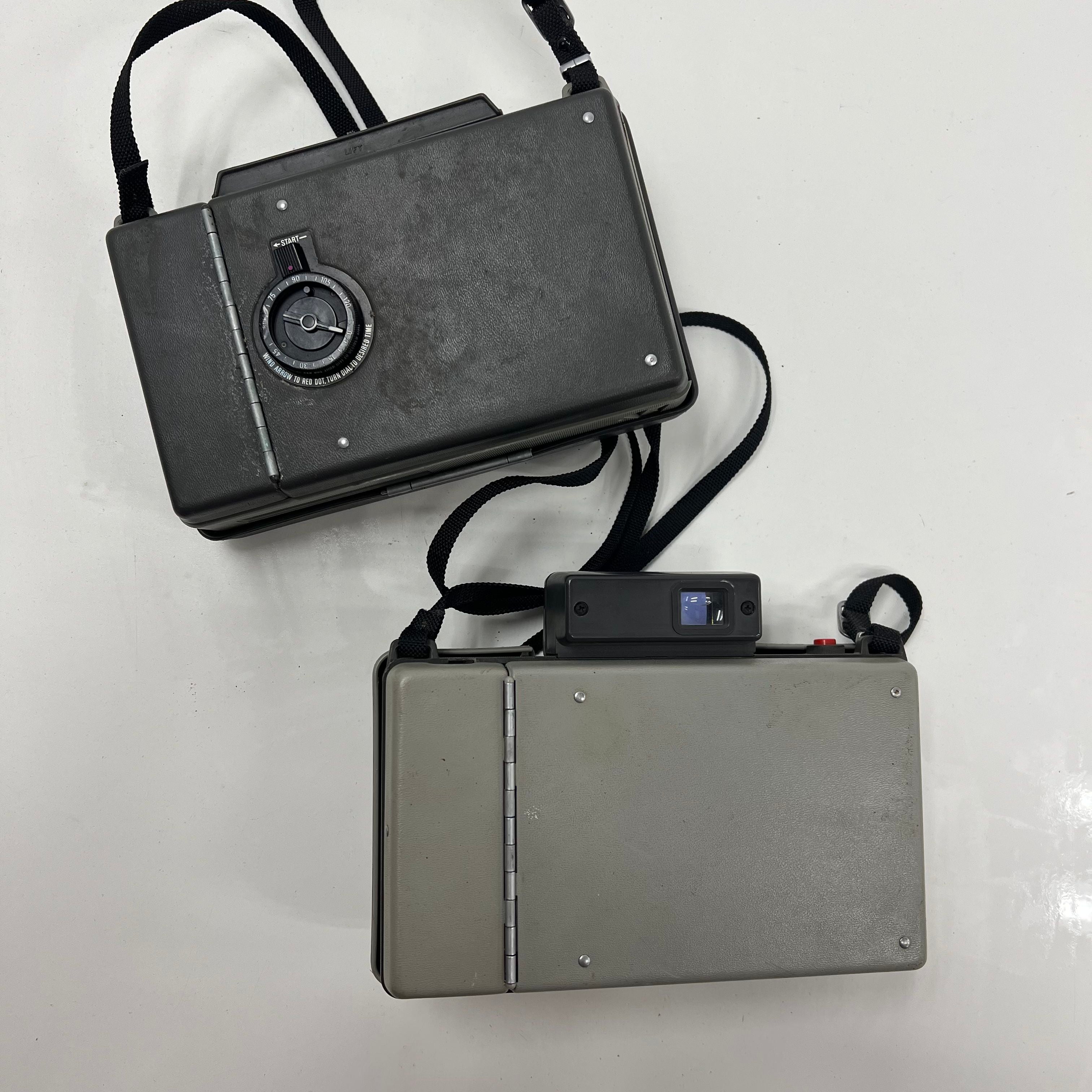 Lot of Two Vintage Polaroid Cameras Land Camera 340 210 Foldable Case Strap