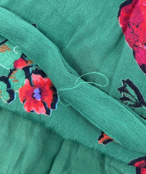Maeve Anthropologie Green Floral Print Belted Midi Shirtdress Sz XS