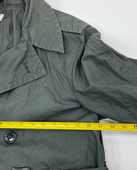 Vintage 60s US Army Green Quarpel Double Breasted Trench Coat Men's 38R
