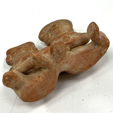 Vintage Pre-Columbian Style Terracotta Figurine Seated Couple Sculpture 4.5"W