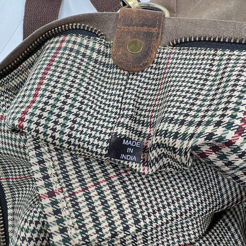 Kiko Brown Waxed Canvas Leather Large Tote Bag Shoulder Crossbody Brass Hardware