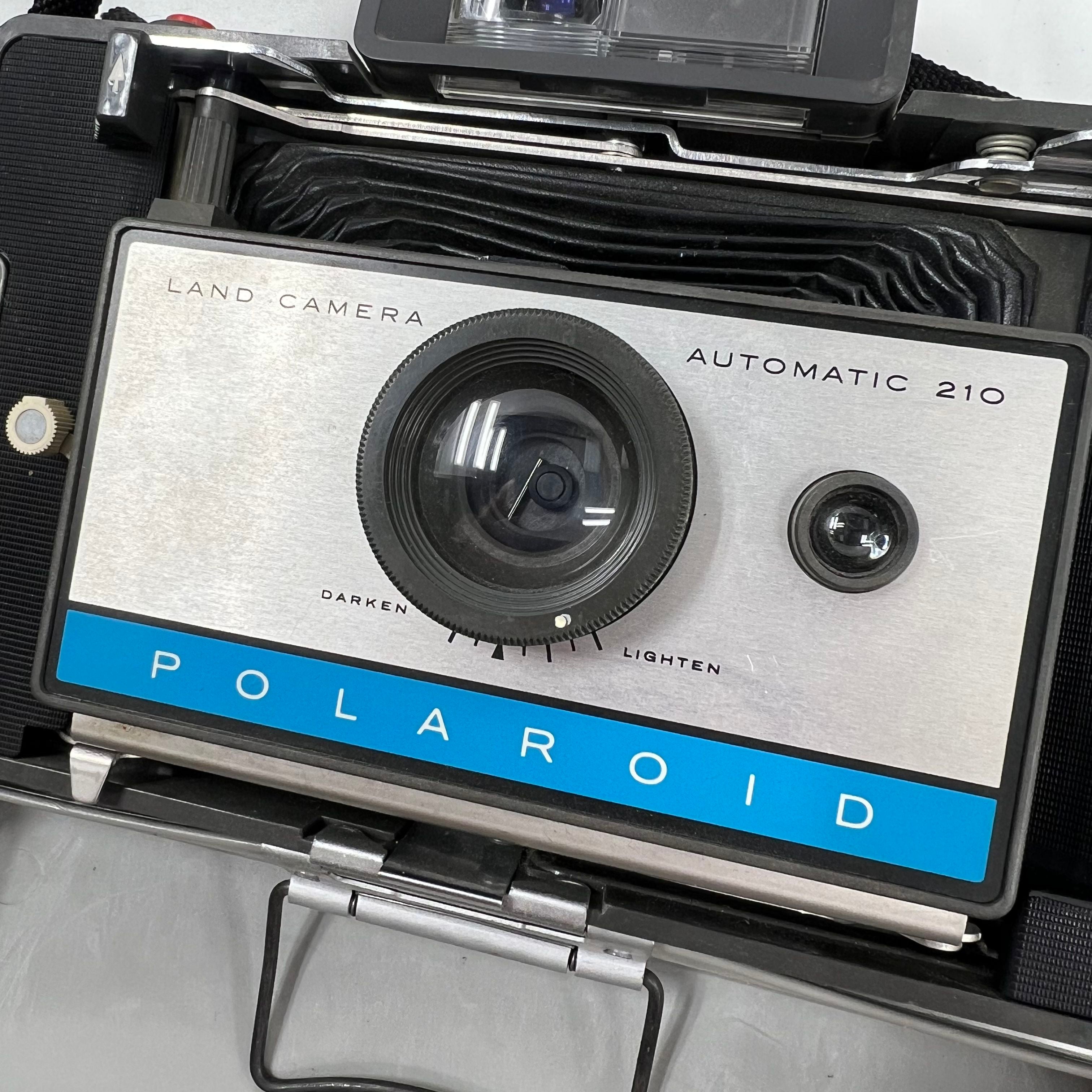 Lot of Two Vintage Polaroid Cameras Land Camera 340 210 Foldable Case Strap