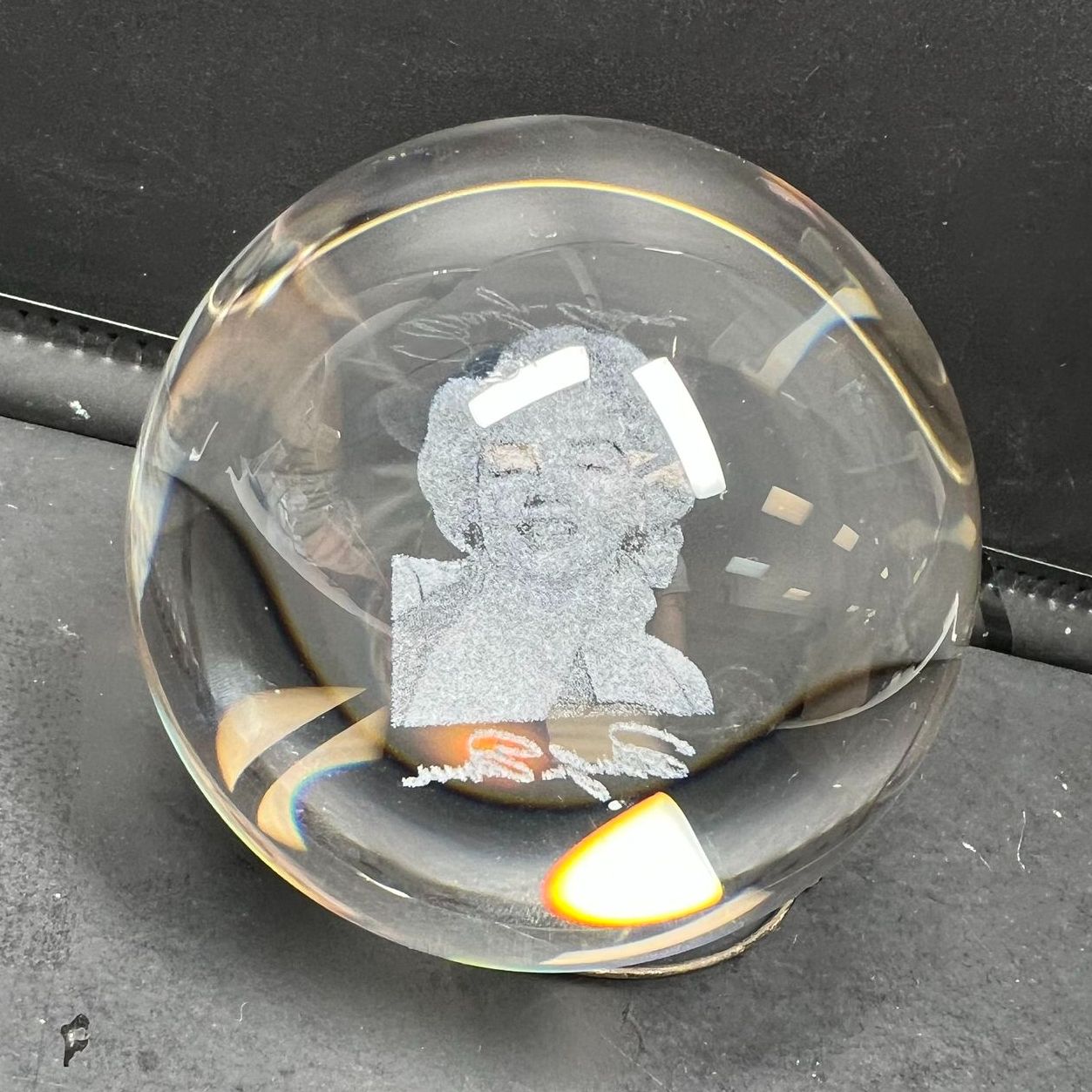 Marilyn Monroe Crystal Sphere 3" 3D Laser Engraved Etched