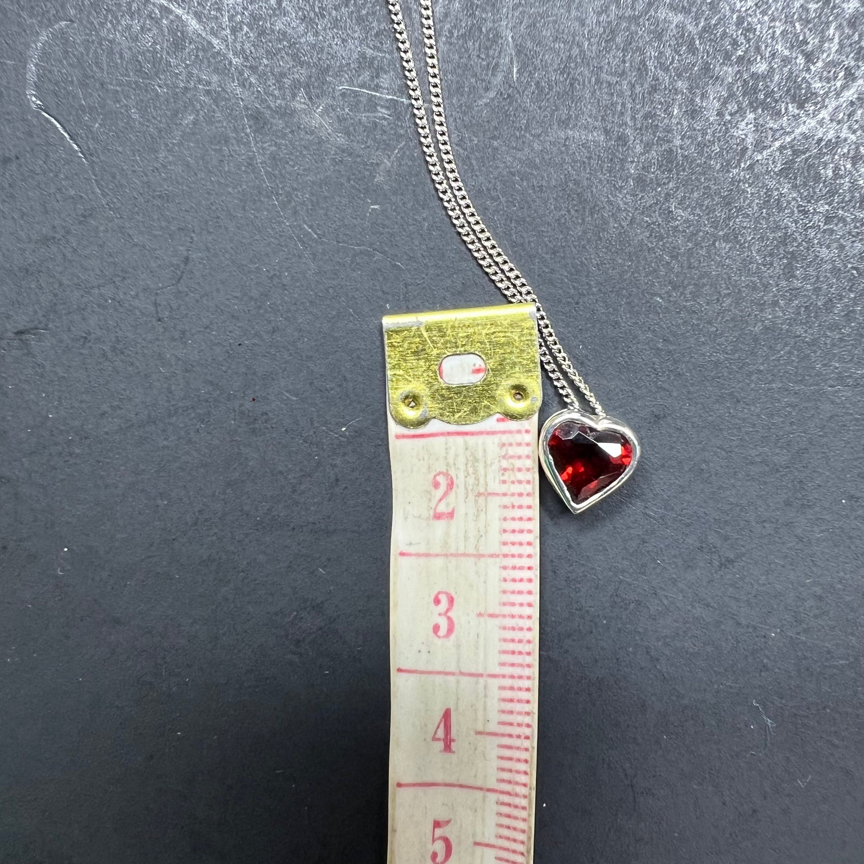 925 Sterling Silver Mini Red Heart Pendant Necklace