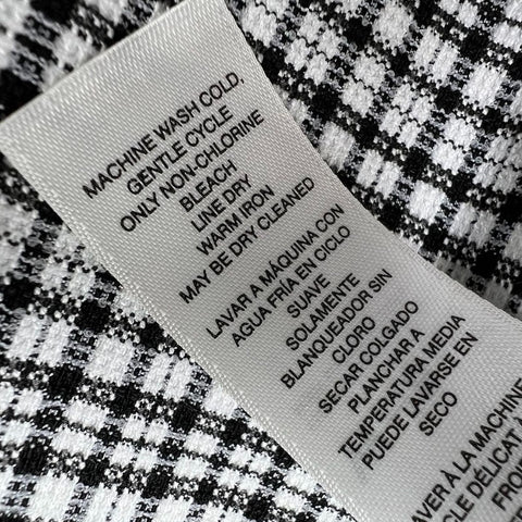 WHBM NWT Black White Mini Plaid Band Collar Jacket Women's Size 14
