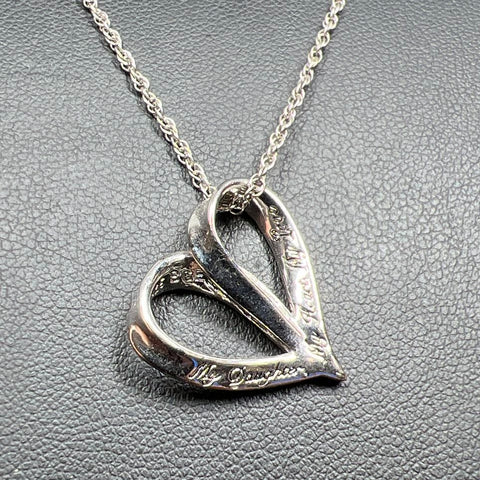 Sterling Silver Heart Gemstone Daughter Pendant Necklace 4.47g