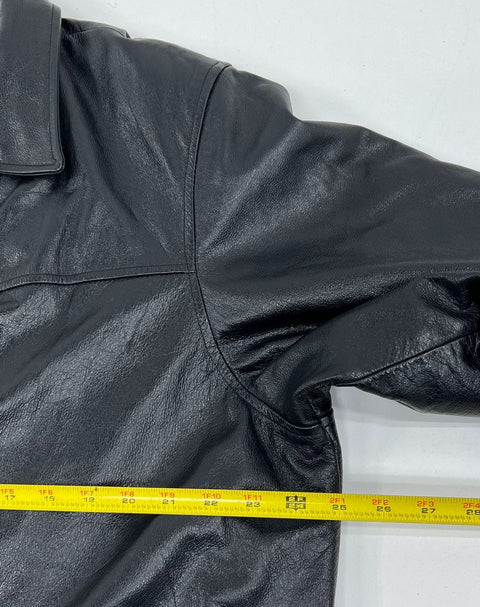Vintage 90s Wilsons Thinsulate Quilted Lined Leather Car Coat Jacket Sz XL