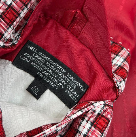 Stacy Adams Red White Plaid Check Two Button Sport Coat Blazer Men's 48L