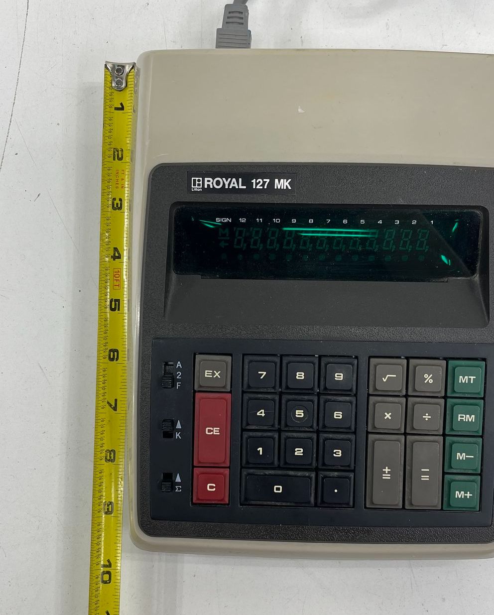 Vintage 1970s Royal 127 MK Desktop Calculator Litton VFD Display Japan