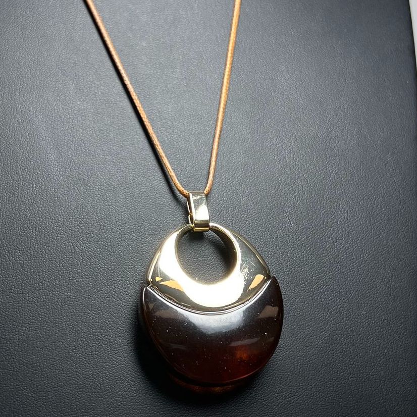 J Jill Modern Nature Brown Pendant Brown Cord Necklace NWoT