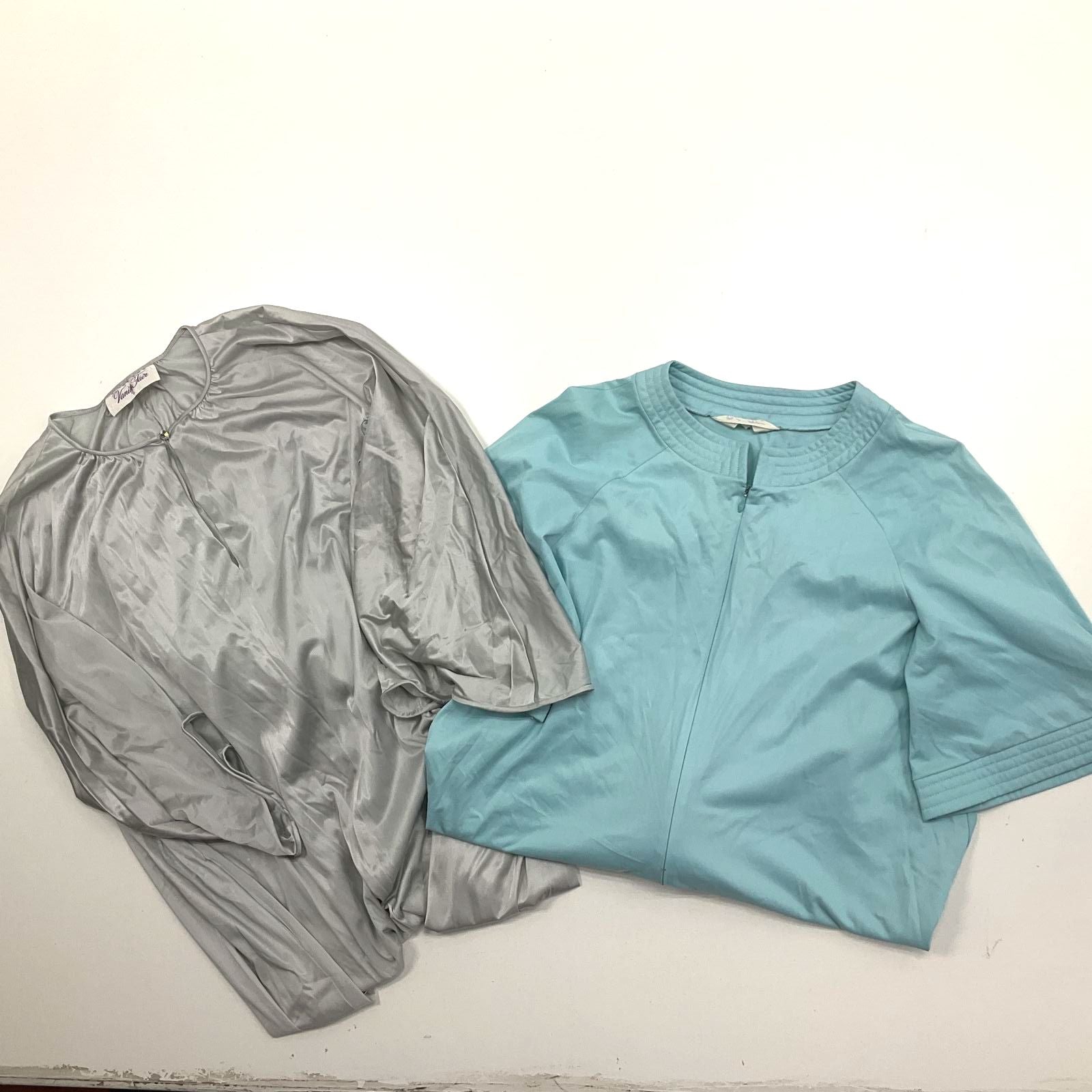 Vanity Fair Blue Gray Semi Sheer Loungewear Robes Set of 2 Size Small Vintage