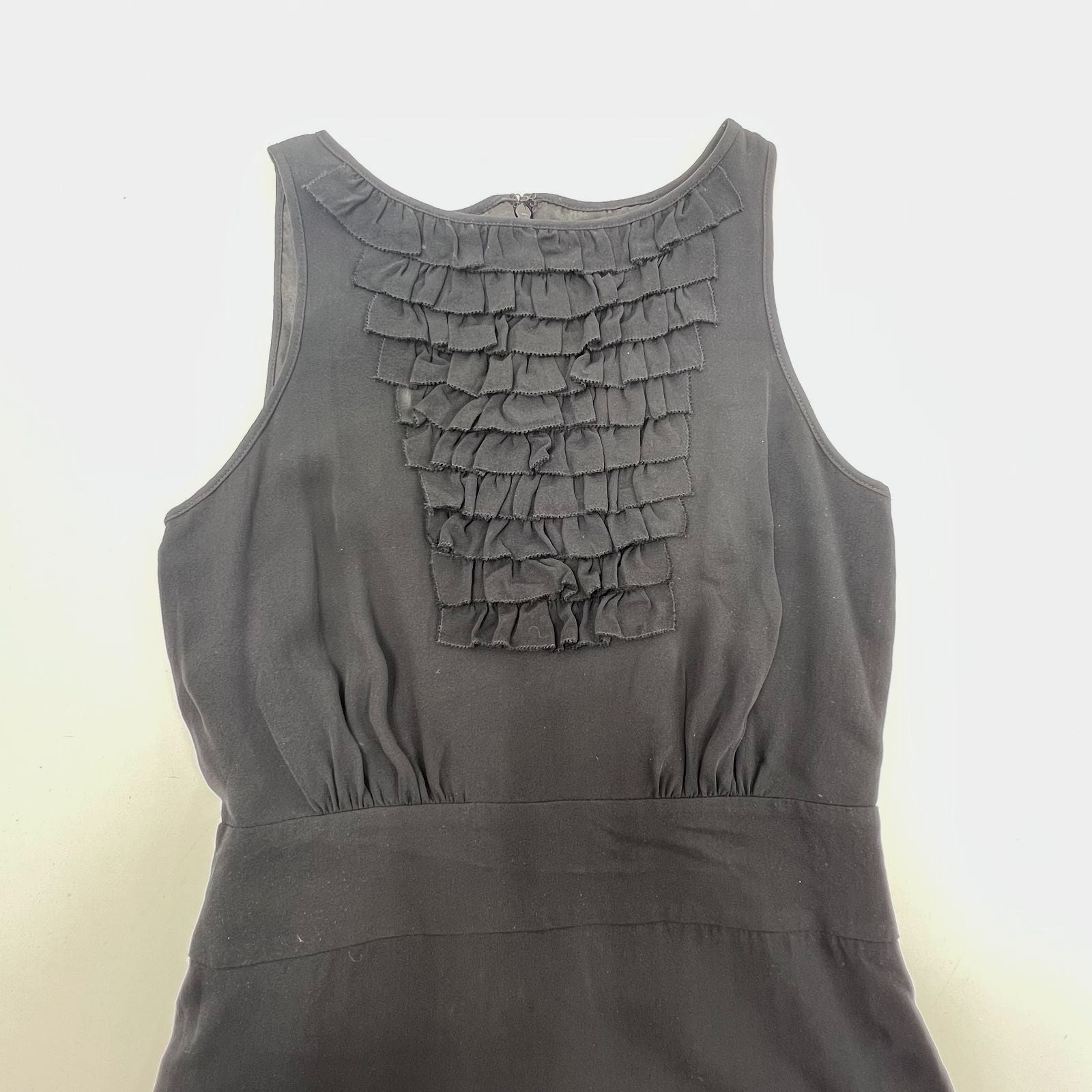Tory Burch Black Sleeveless Silk Ruffle Casual Dress Women's Size 2