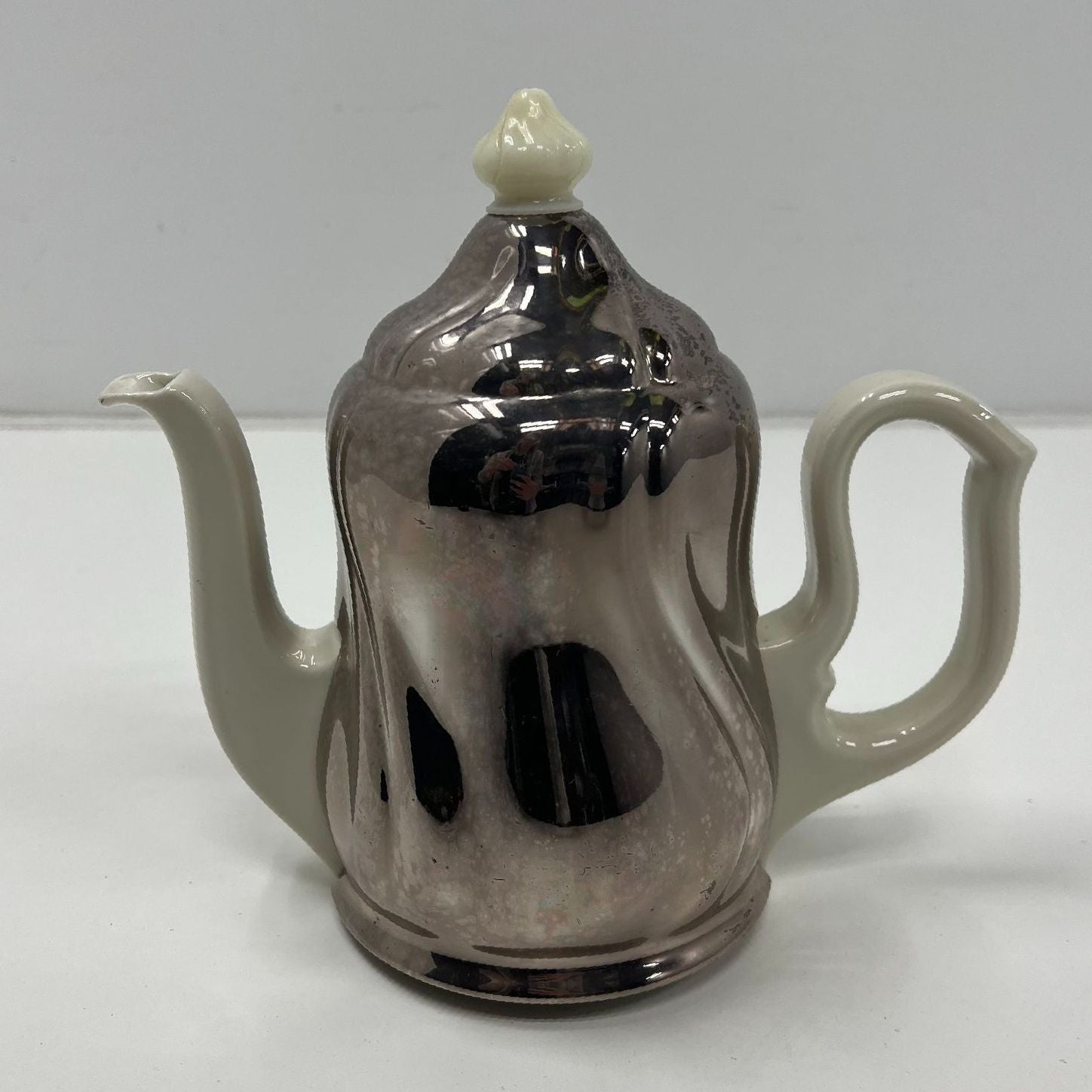 Vintage Porcelain Teapot with Insulated Silverplated Metal Cover