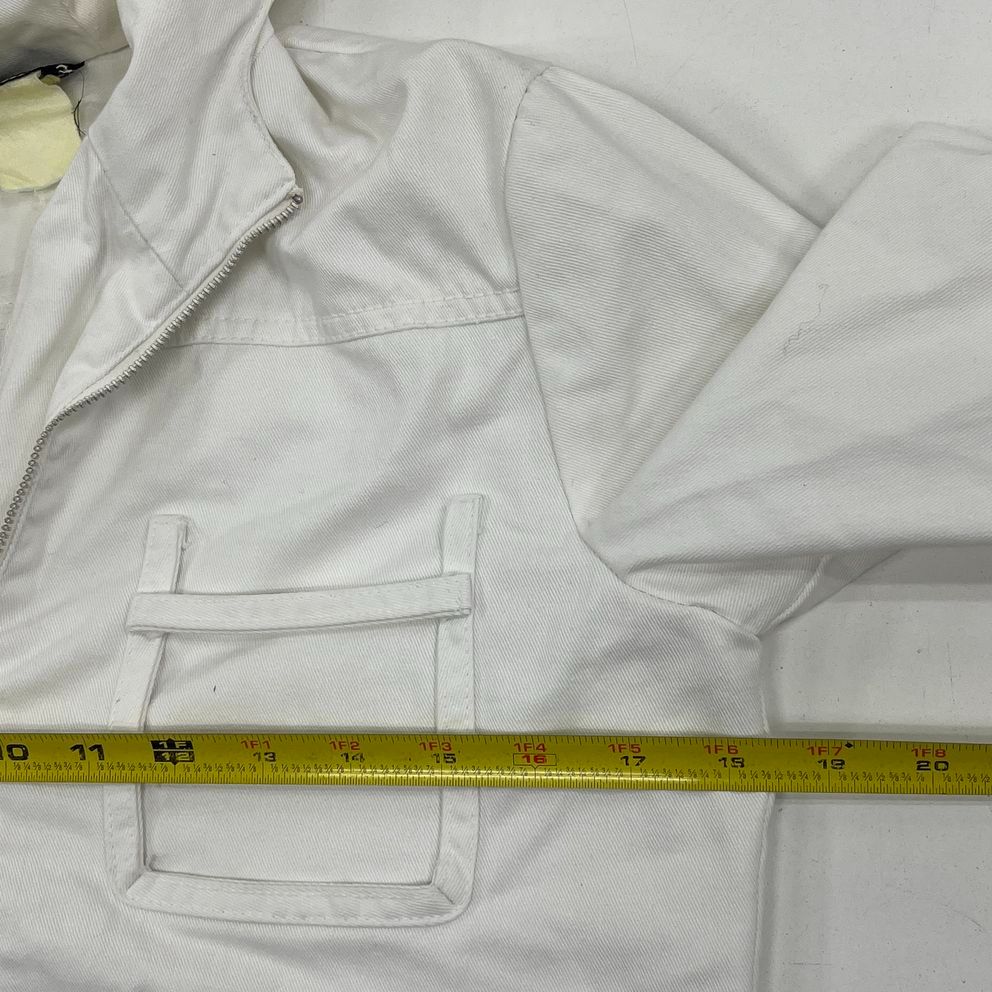 Enerma White Full Zip Hooded Cotton Twill Jacket Men's 22.5" Chest