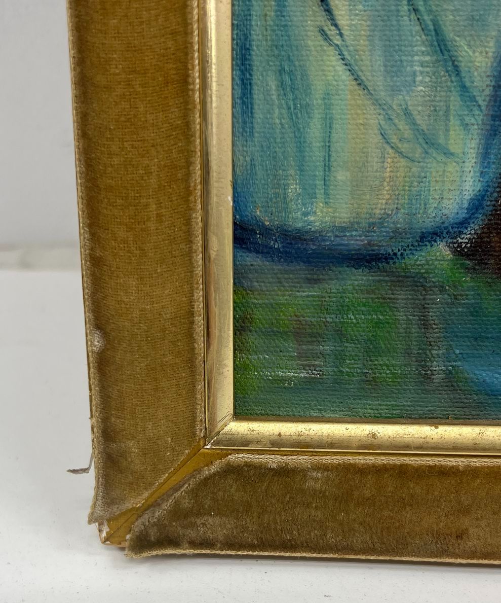 After Pablo Picasso Oil Painting Modernist Figure 18x22 Signed Reproduction