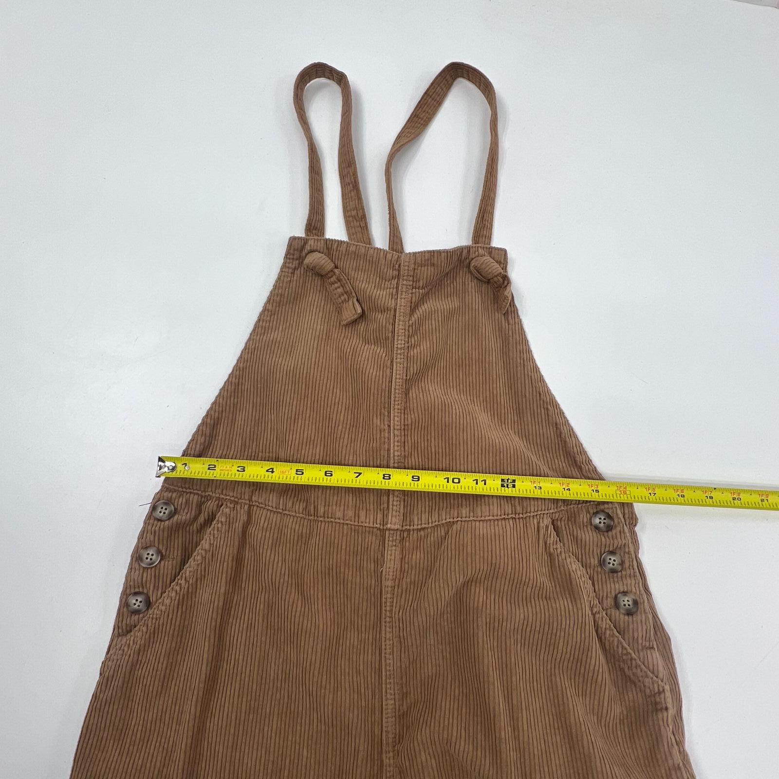 Faherty Overall Brown Corduroy Straight Leg Jumpsuit Casual Pinafore Medium