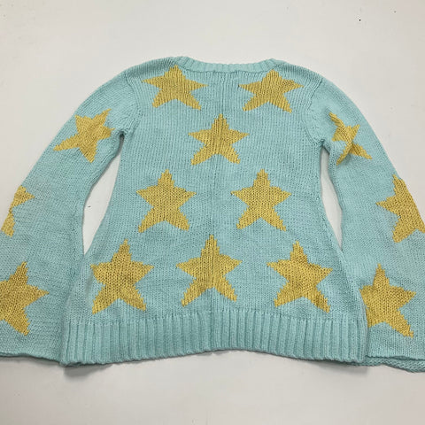 Wildfox White Label Blue Seeing Stars Lennon Bell Sleeve Cotton Sweater Women's