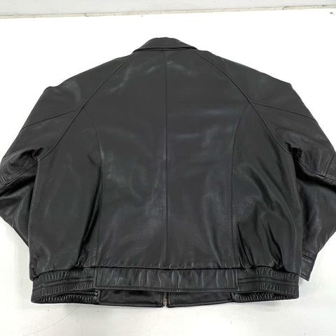 Vintage 90s Croft & Barrow Genuine Leather Bomber Jacket Quilted Lined Sz XL
