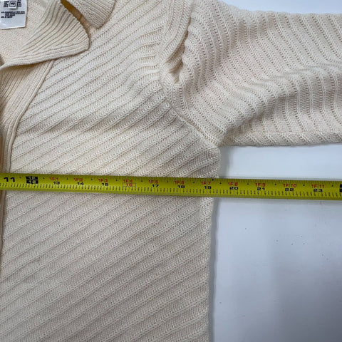 Vintage 90s Escada Margaretha Ley Cream Wool Ribbed Cardigan Sweater Womens 40