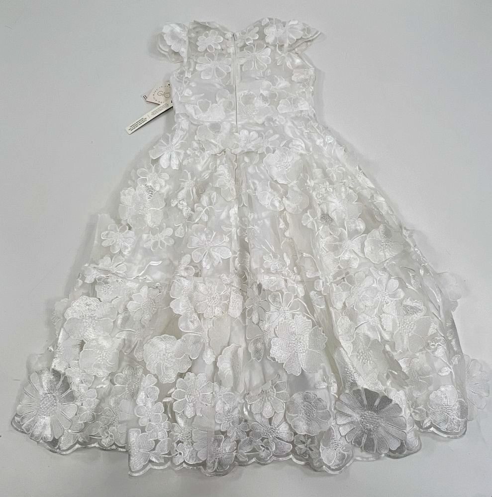 Gio Bespoke Floral Applique Children's Dress White Anthropologie Girl Size 6 NWT