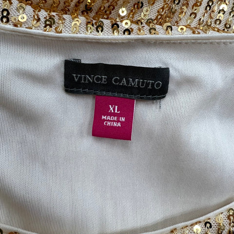 NWT Vince Camuto Gold Holiday Hues Sequin Boatneck Shift Dress Women's XL