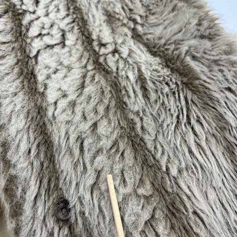 Vintage 80s Blair Gray Taupe Shag Faux Fur Teddy Coat Jacket Women's