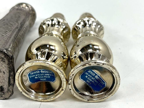 Vintage Silver Plate Salt & Pepper Shakers Lot of 9 Mixed Styles USA Japan