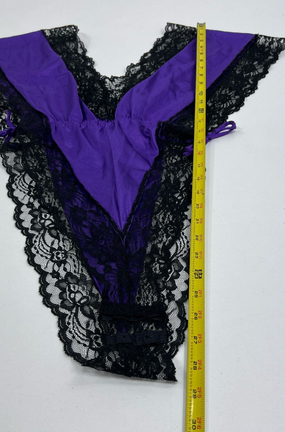 Vintage Women's Lady Cameo Purple & Black Lace Teddy Lingerie Bodysuit One Size