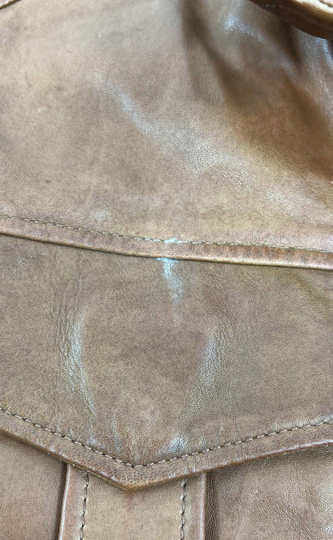Wilsons Leather Brown Soft Leather Field Utility Full Zip Jacket Men's XL