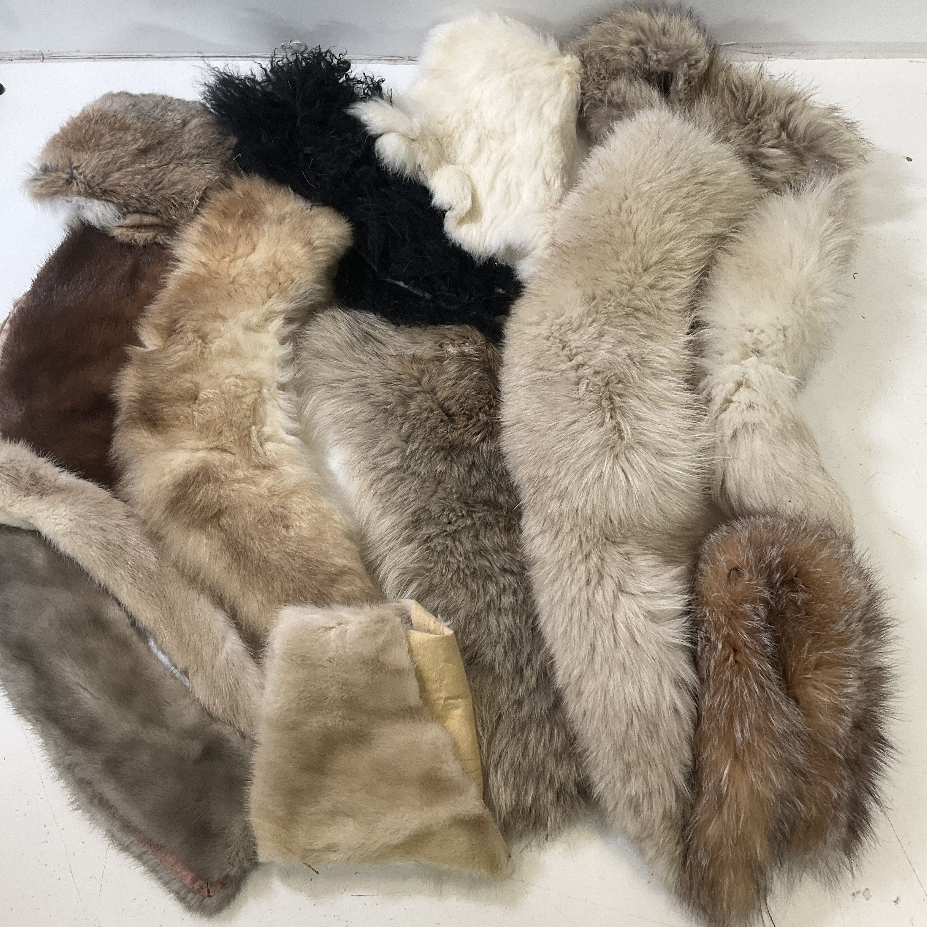 Lot Of Fur Trim Scraps Collars For Craft Upcycle Rabbit Mink Others 13 Pieces