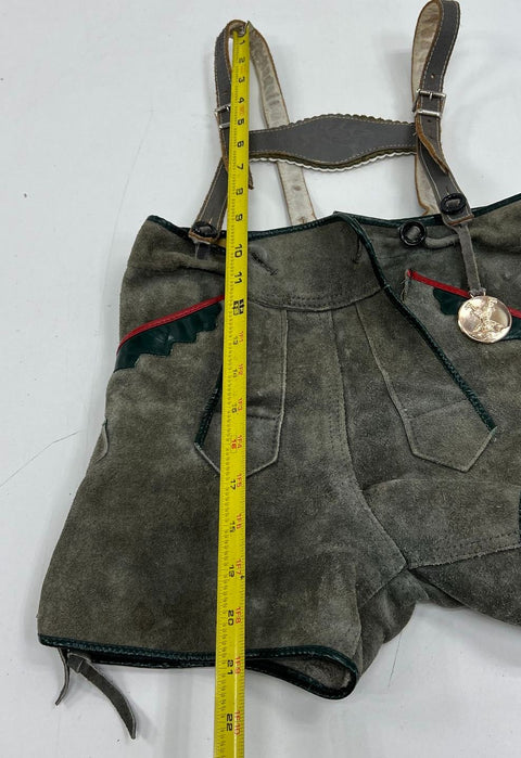 Bergfreund Vintage Gray Suede German Lederhosen Shorts Oktoberfest Youth Size 24