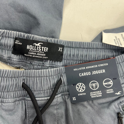 NWT Hollister Gray Advanced Stretch Tapered Cargo Jogger Pants Men's XS