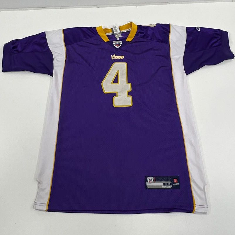 Men's Reebok NFL Short Sleeve Purple Brett Favre 44 Sports Jersey - Size 50