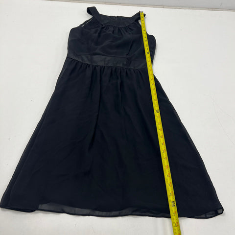 White House Black Market Black Satin Trim Halter Cocktail Dress Women's 4 NWT