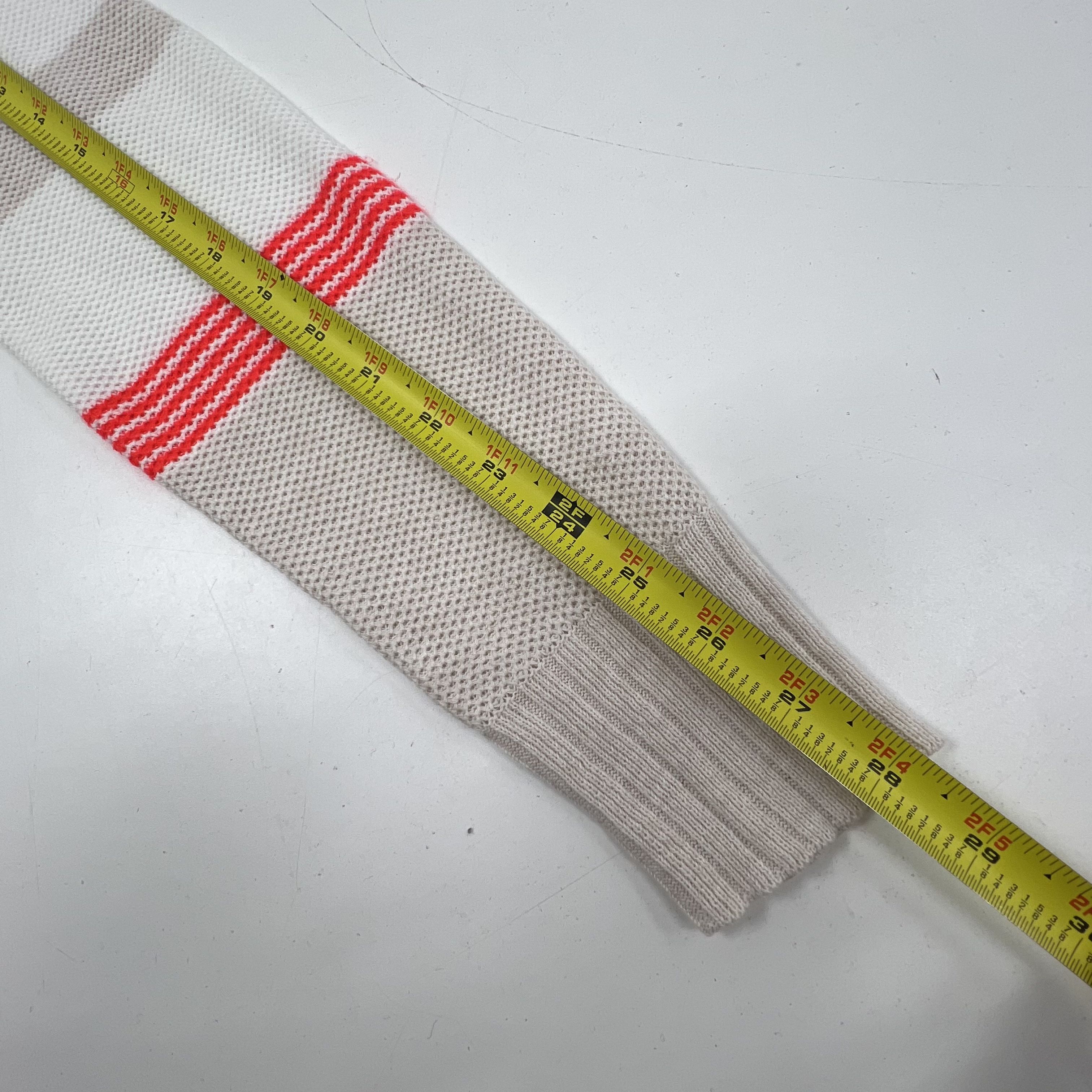 Lisa Todd White Tan Stripe Neon Waffle Knit Cotton Linen Sweater Womens S