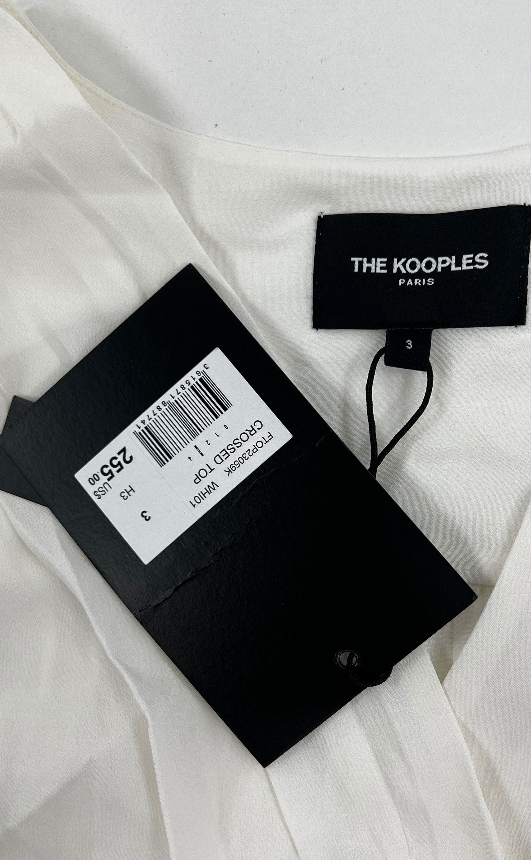 NWT Women's The Kooples France White Pleated Wrap Style Blouse - Size 3