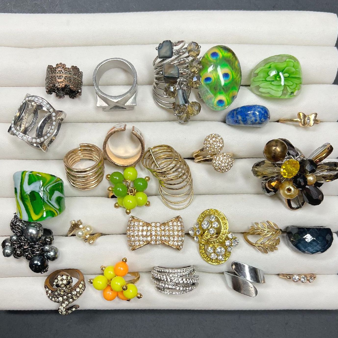 Lot of Costume Jewelry Rings Large Unique