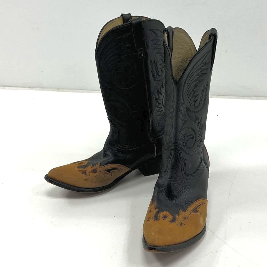 Women's Durango Black & Brown Genuine Leather Western Pull On Boots Size 10M
