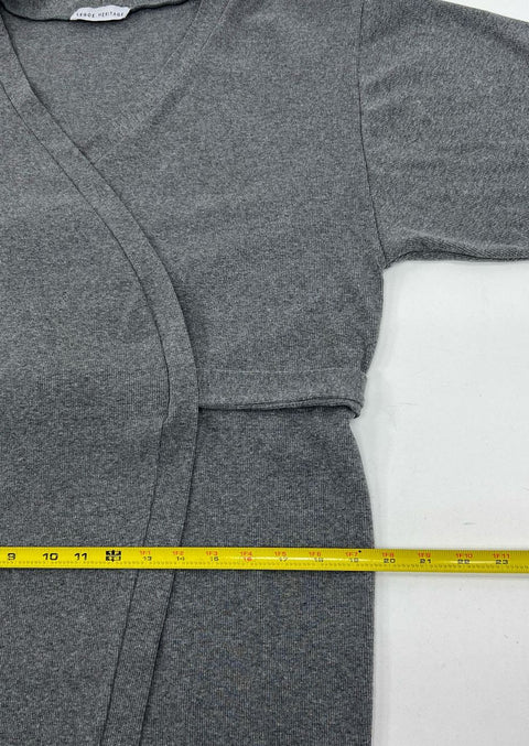 Women's Legoe. Grey Ribbed Knit Maternity Wrap Longline Sweater - Size 1