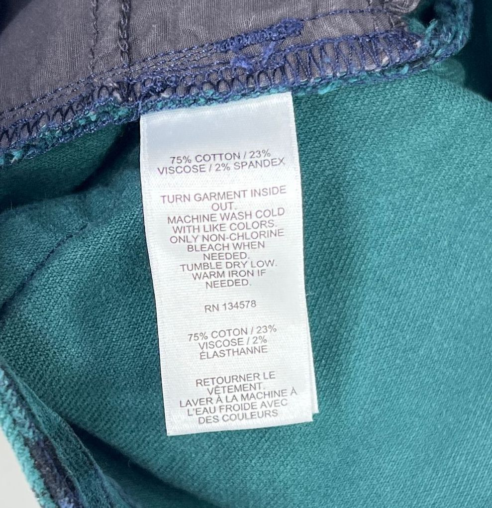 Women's Vineyard Vines High Rise Green Blue Plaid Corduroy Flare Pants - Size 28