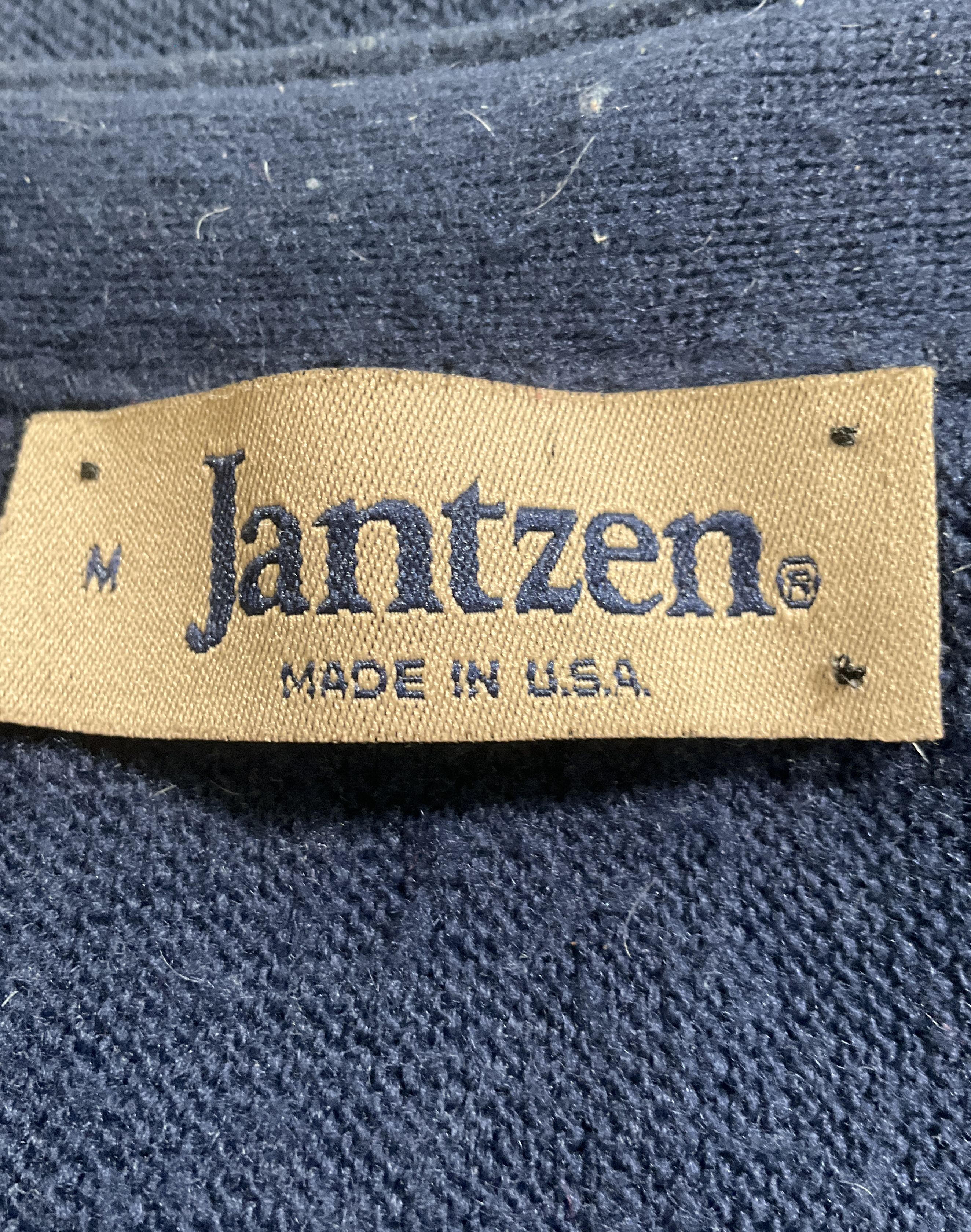 Vintage 80s Jantzen Knit Cardigan Sweater USA Made Blue Men's M