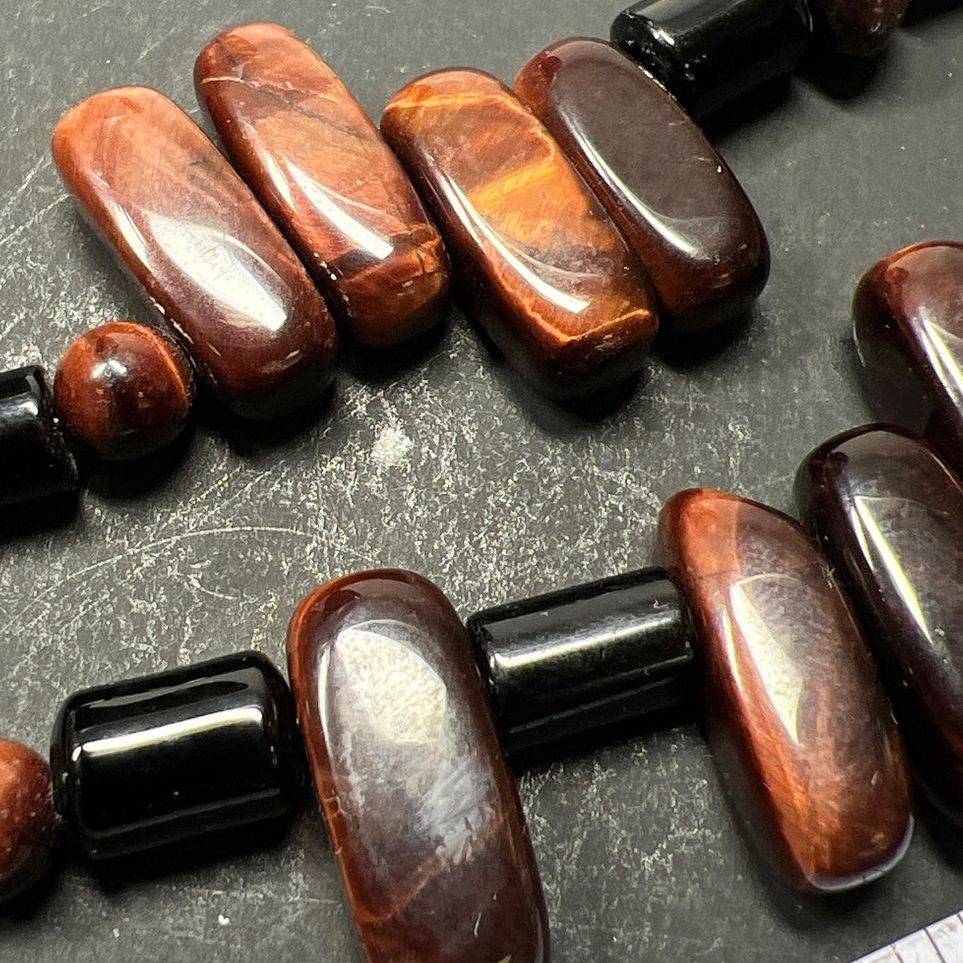 Brown Tiger's Eye Beaded Sterling Silver Beaded Necklace