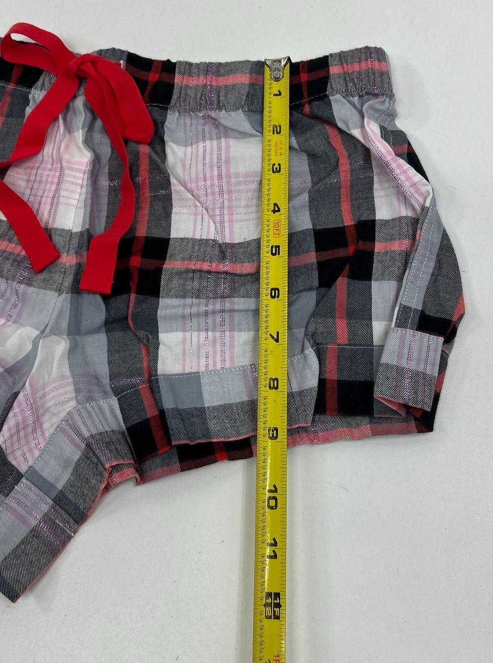 NWT Women's Victoria's Secret Red Plaid Pajama Shorts Long Sleeve Set Size Small