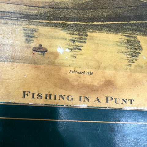 Vintage Lady Clare Serving Tray Fishing In A Punt 1820 Art Print Green 22"