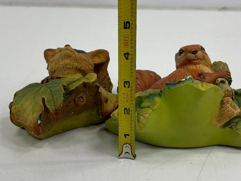 Vintage Bossons Red Squirrel Bush Baby Chalkware Wall Plaque Lot England 1981