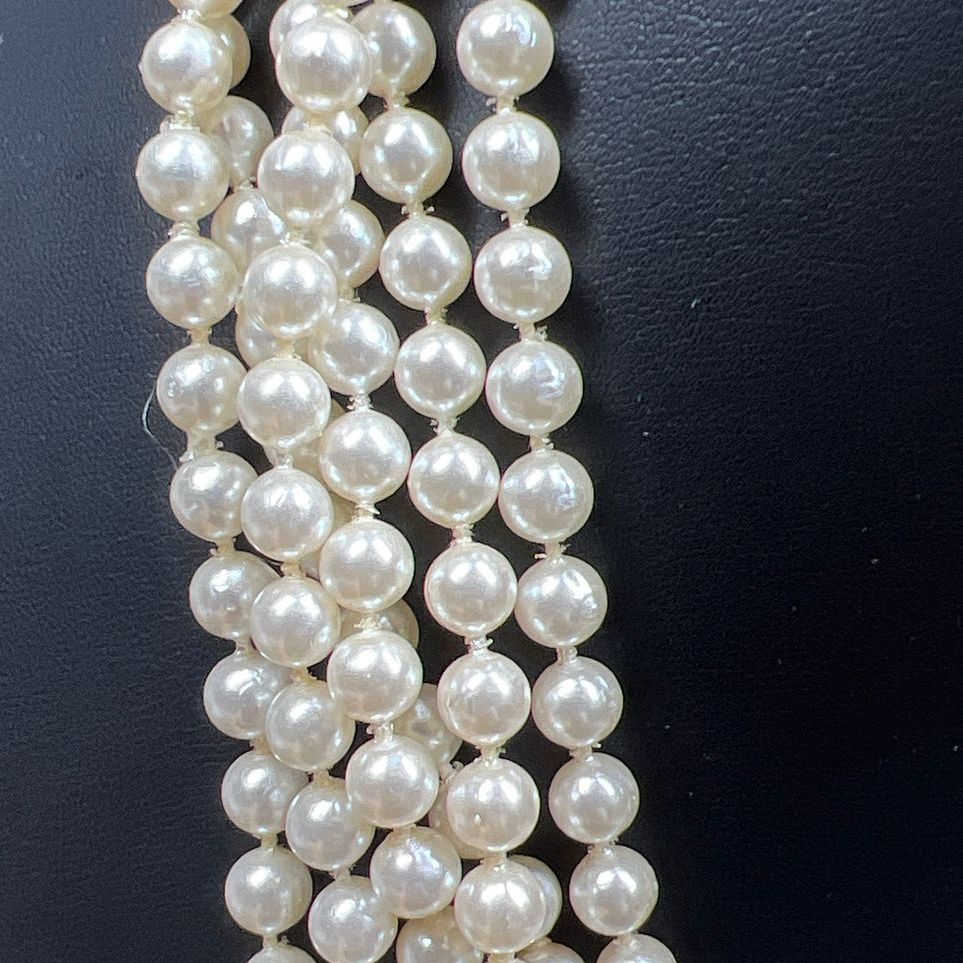 Faux Pearl Multistrand Necklace Costume Jewelry
