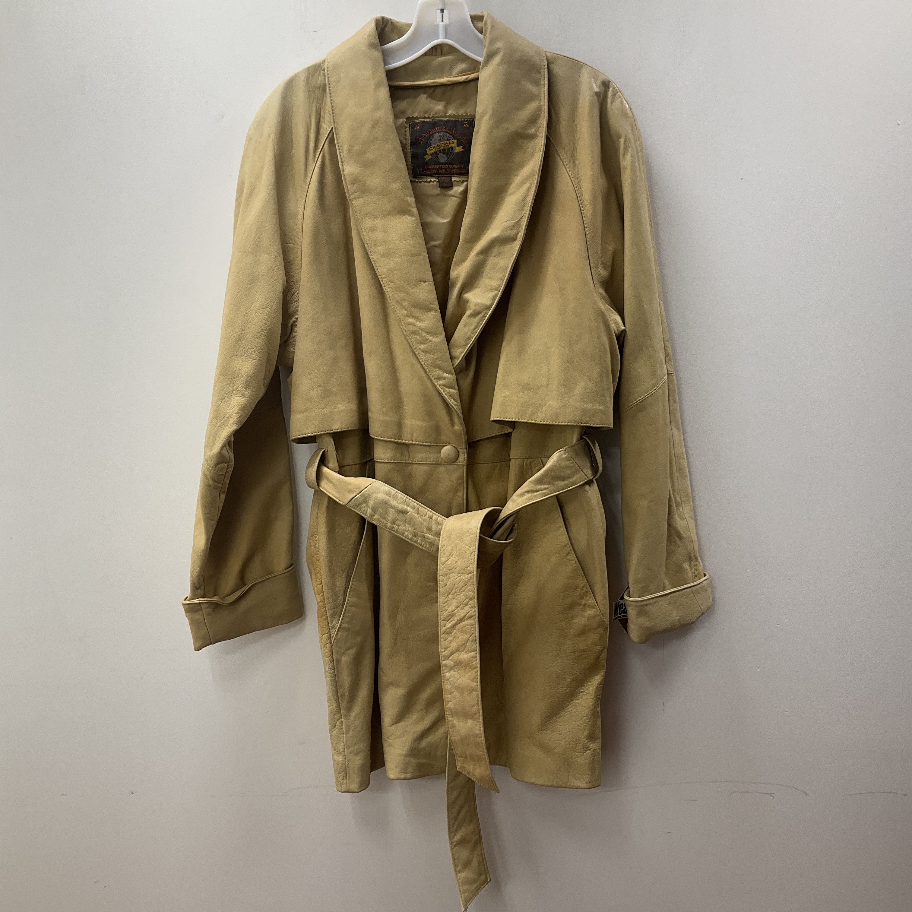 Wilson's Adventure Bound Women's Beige Leather Trench Coat Size S NWT $250 Vtg
