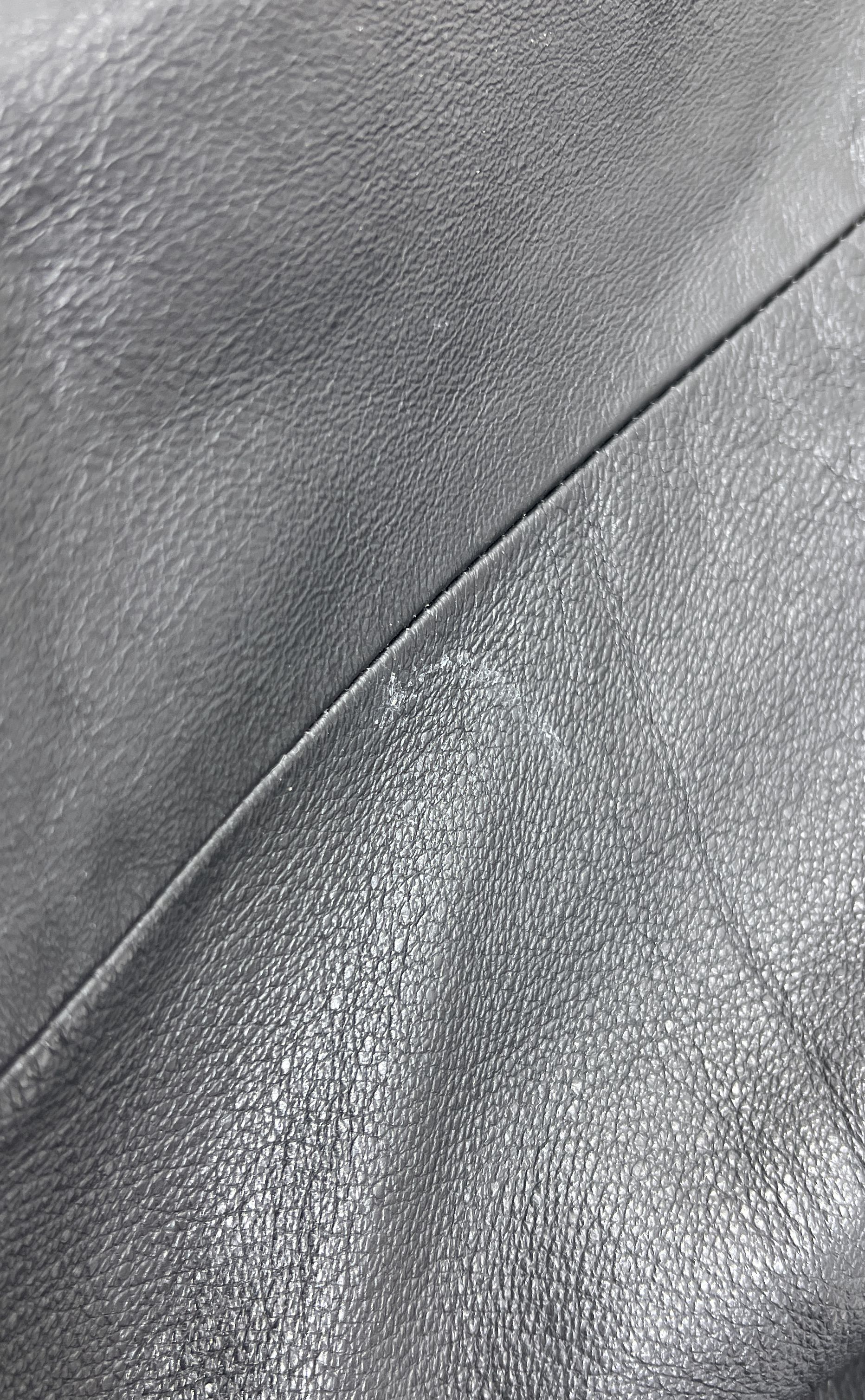 Phase Two Black Leather Full Zip Field Jacket Coat Men's Size XL